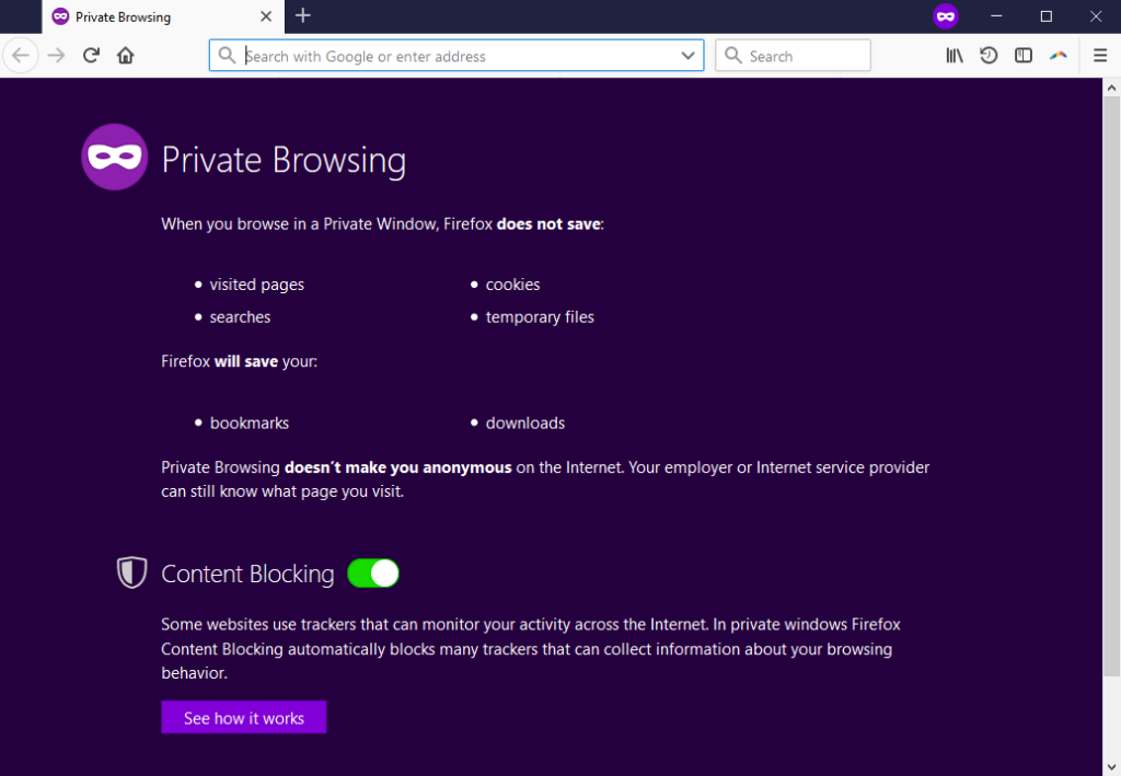 Mozilla Firefox Private Browsing