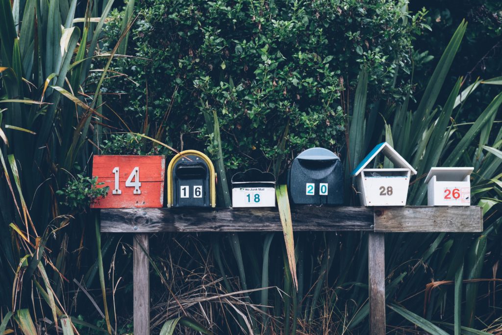 Mailboxes and plants